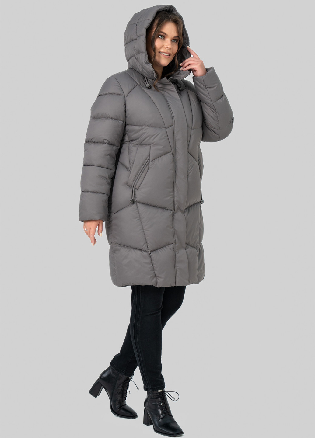 Серо-бежевый зимний Пуховик A'll Posa
