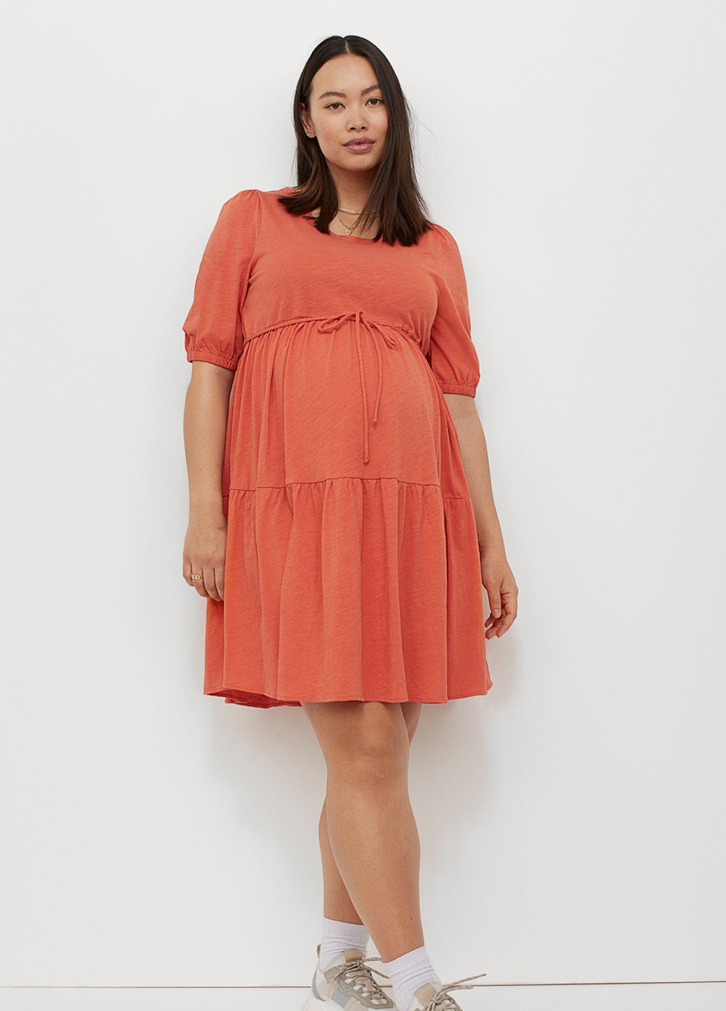Оранжевое кэжуал платье для беременных H&M однотонное