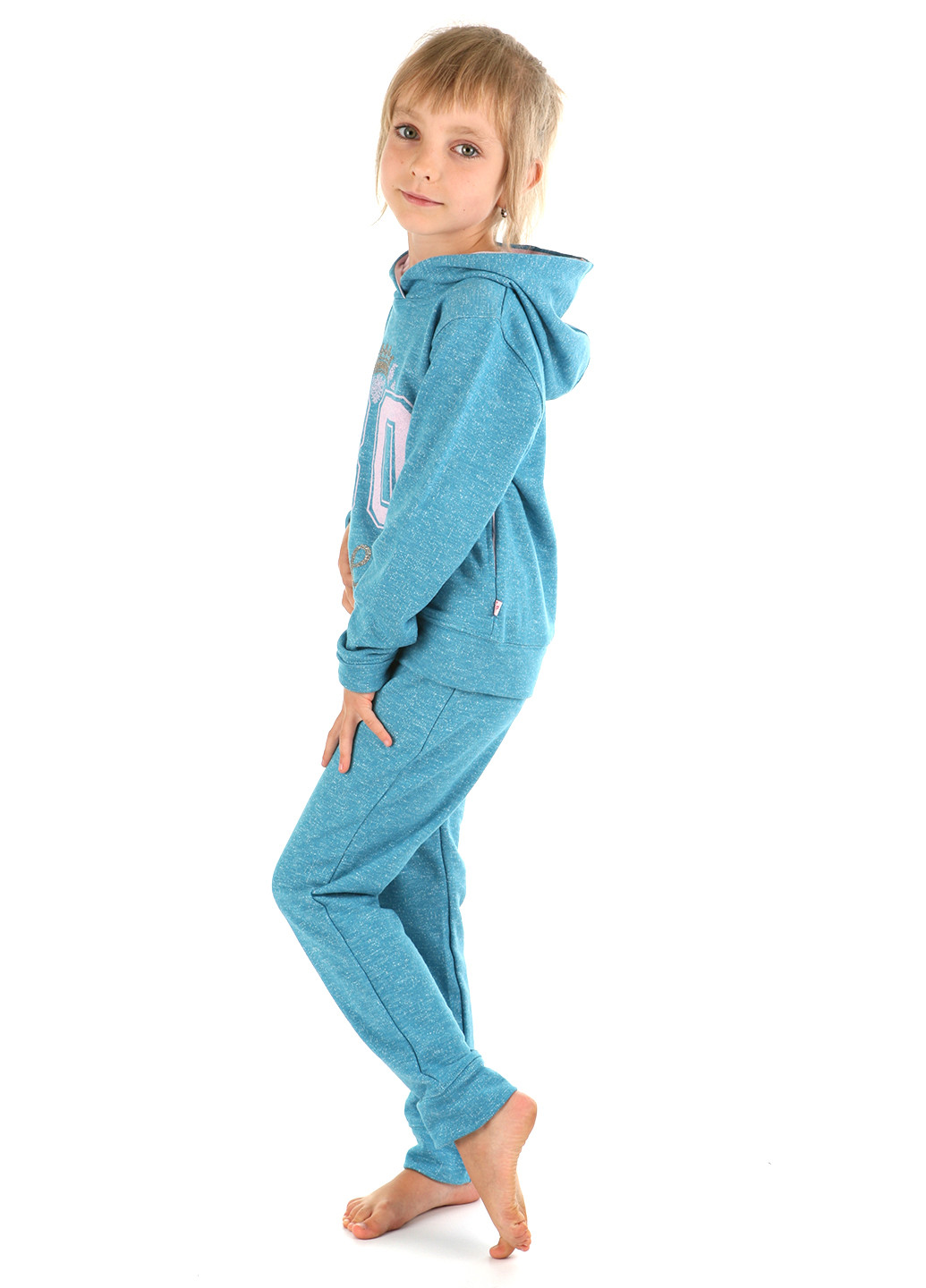 Блакитний демісезонний костюм (худі, брюки) брючний Фламинго