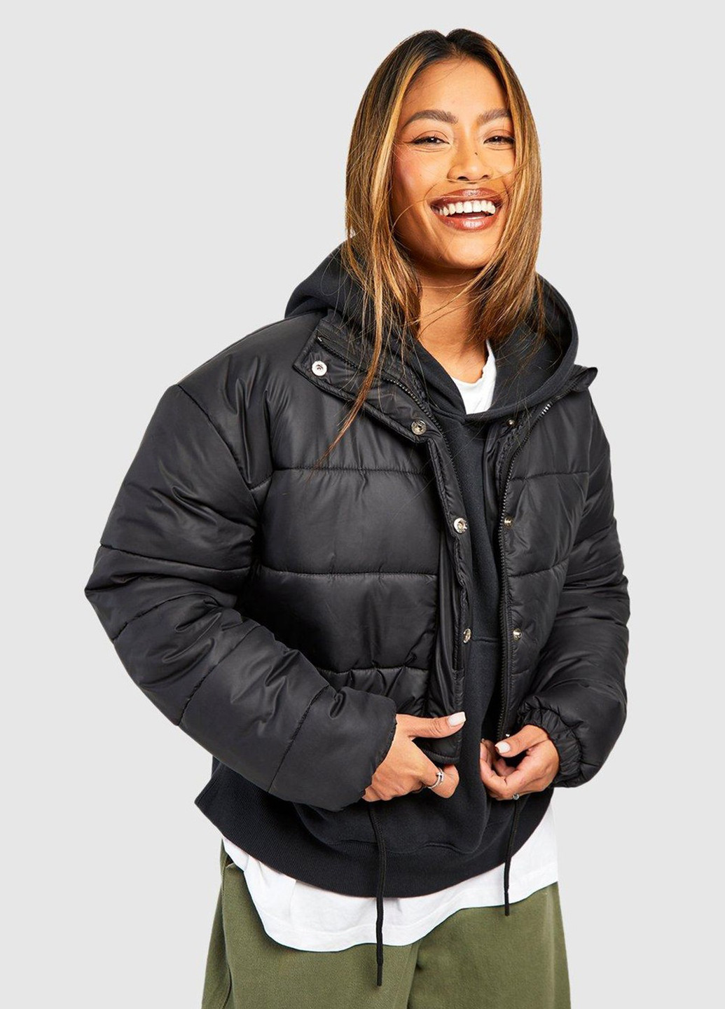 Черная демисезонная куртка Boohoo