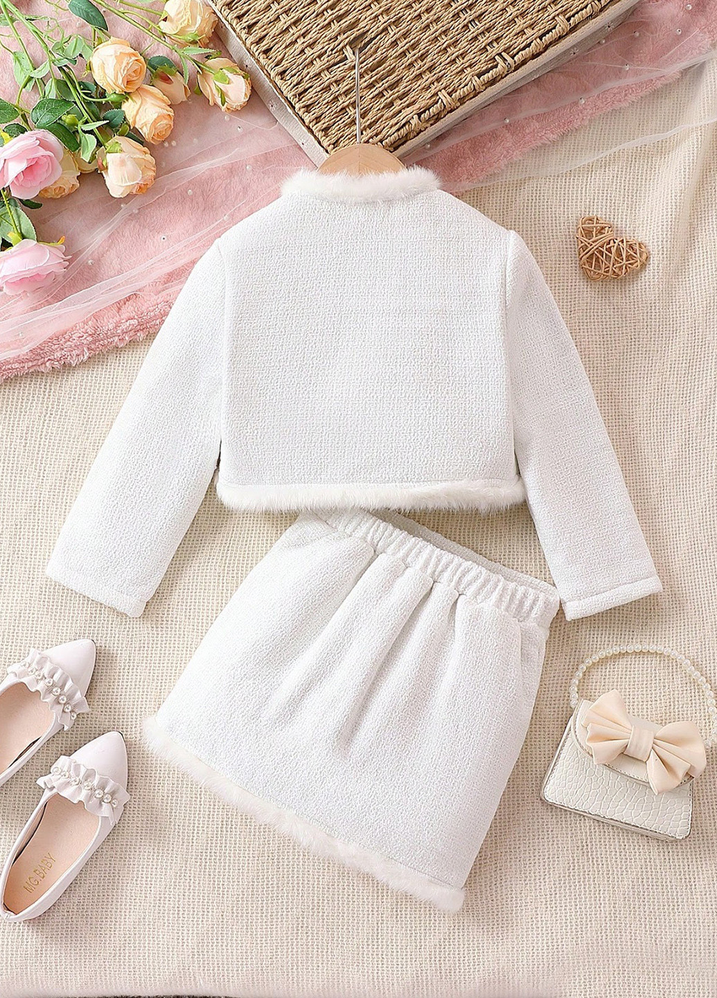 Белый демисезонный костюм (жакет, юбка) юбочный SHEIN