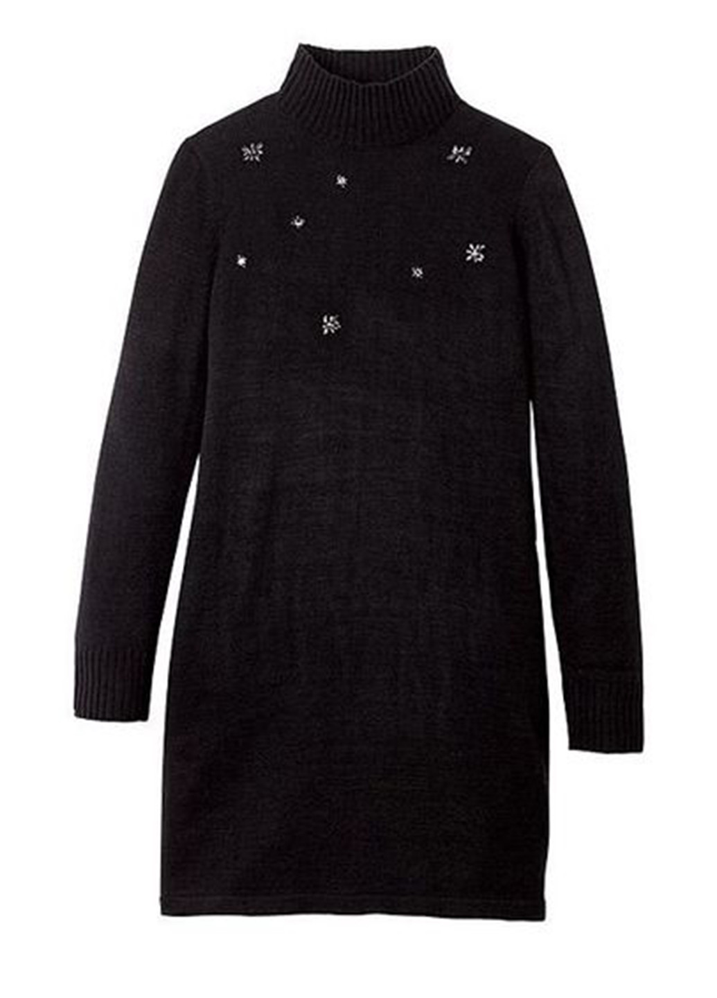Черное кэжуал платье платье-водолазка, платье-свитер Signature Collection однотонное