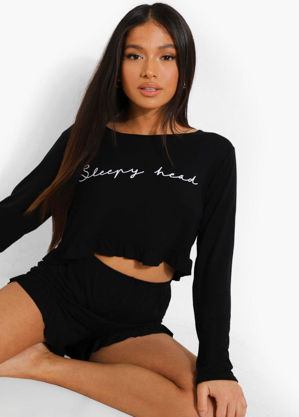 Чорна всесезон піжама Boohoo