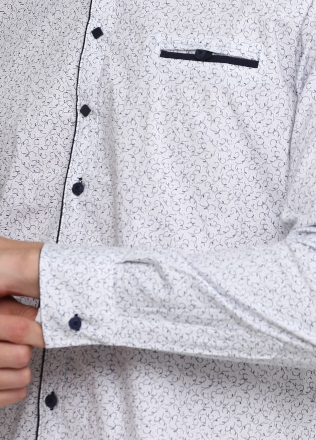 Белая кэжуал рубашка с абстрактным узором JP с длинным рукавом