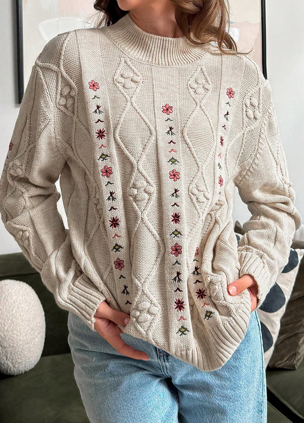 Светло-бежевый демисезонный джемпер джемпер SHEIN