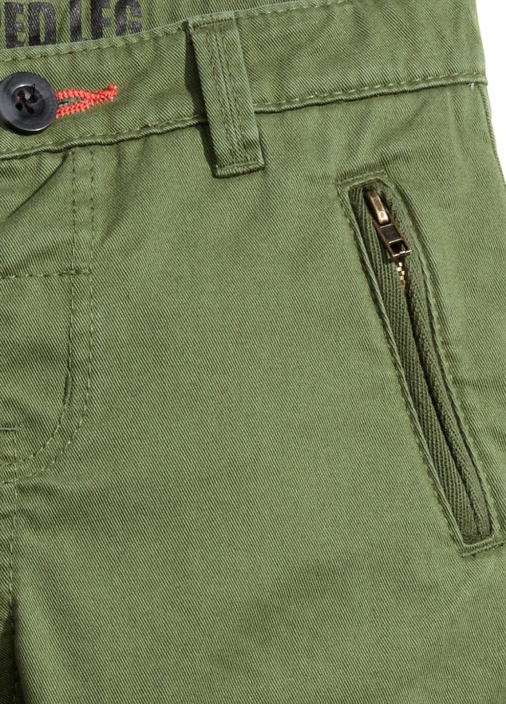 Оливковые кэжуал демисезонные брюки зауженные H&M