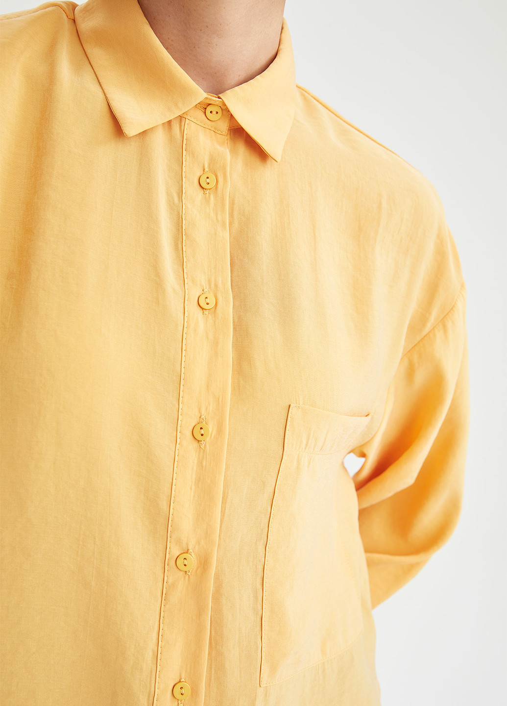 Желтая кэжуал рубашка однотонная DeFacto