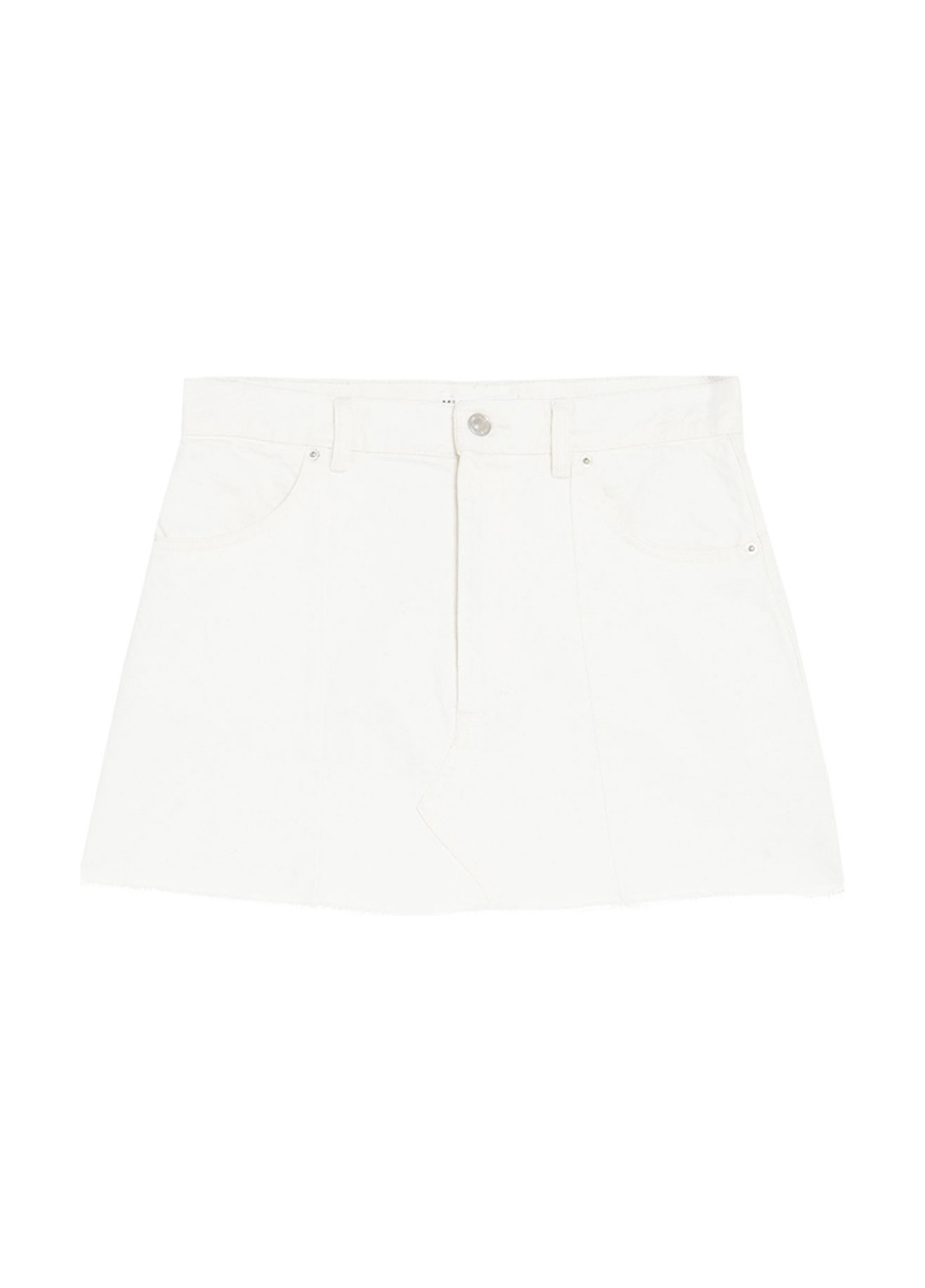 Белая джинсовая однотонная юбка Pull & Bear а-силуэта (трапеция)