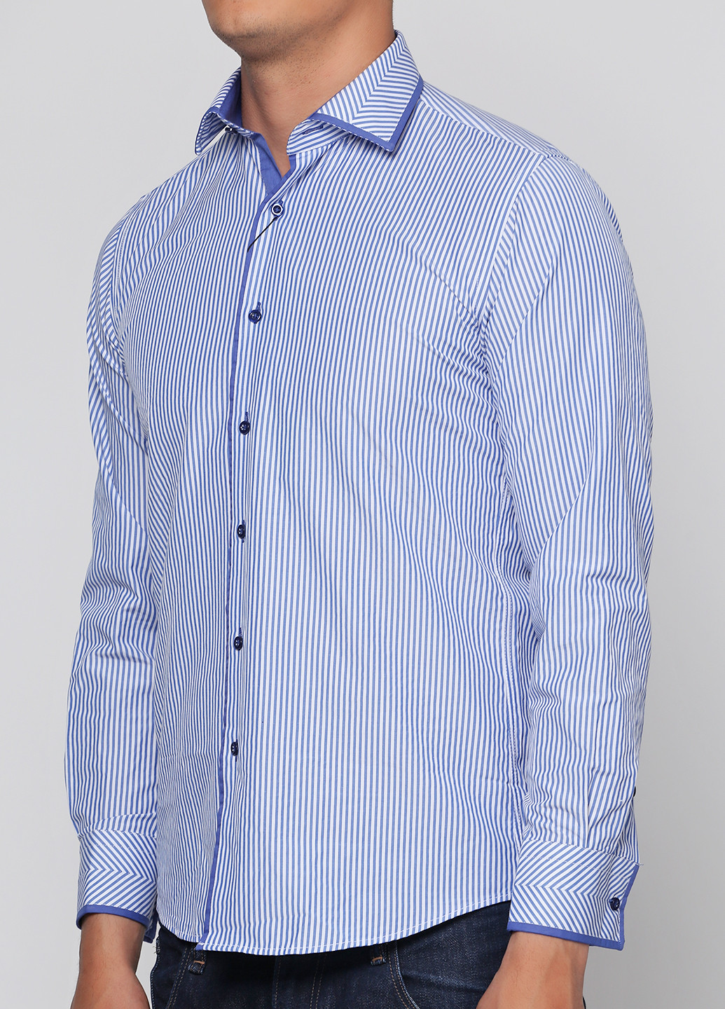 Голубой кэжуал рубашка в полоску Passaro