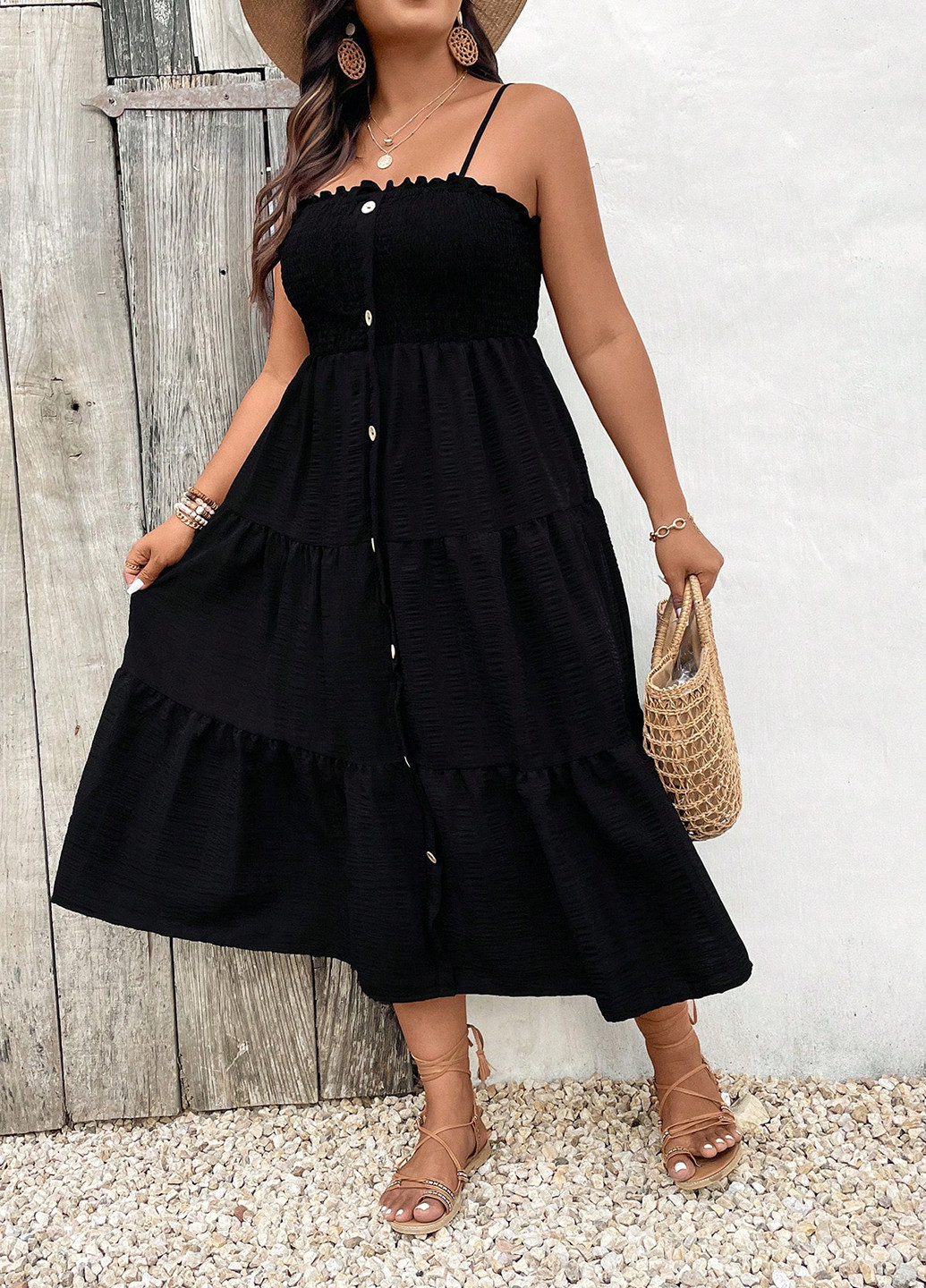 Летний женский сарафан SHEIN однотонный