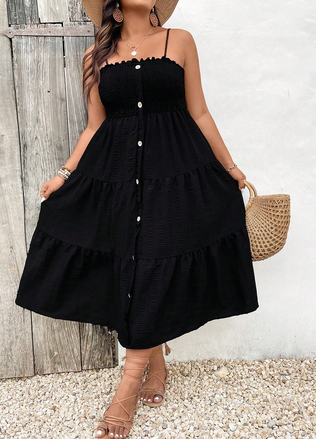 Летний женский сарафан SHEIN однотонный