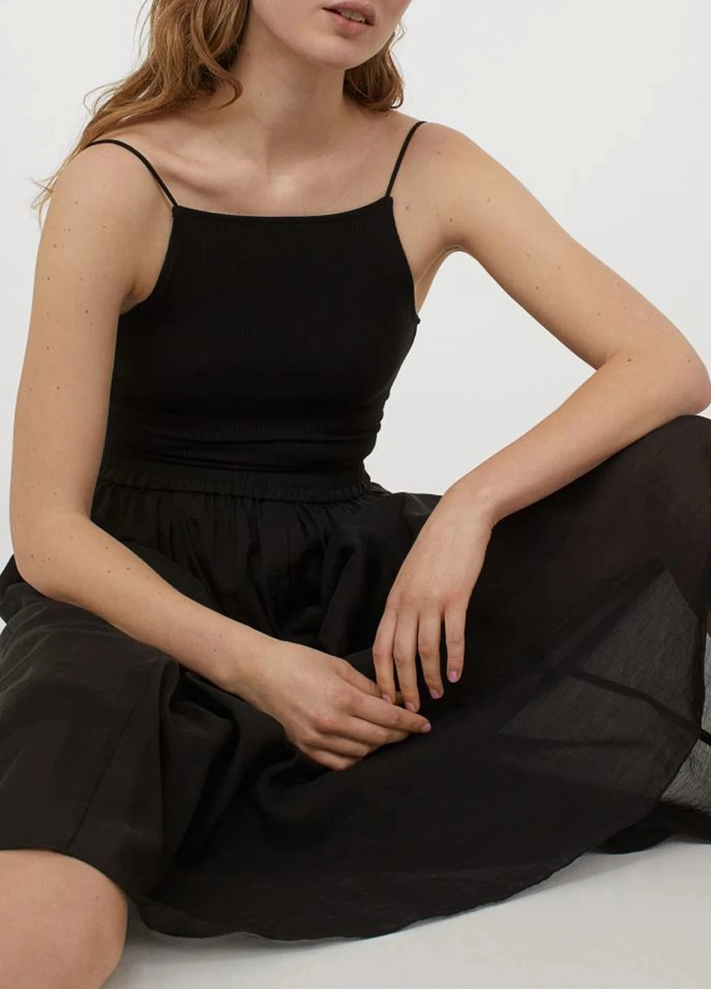Черная кэжуал однотонная юбка H&M