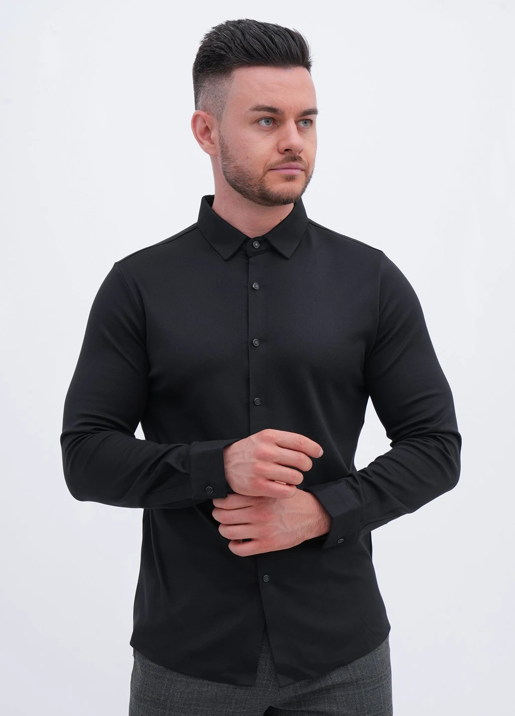 Черная кэжуал рубашка однотонная Trend Collection
