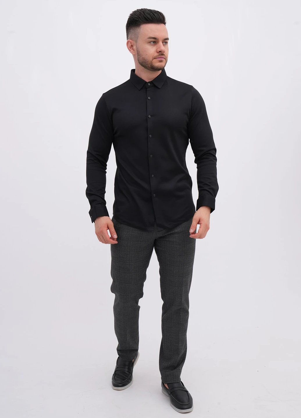 Черная кэжуал рубашка однотонная Trend Collection