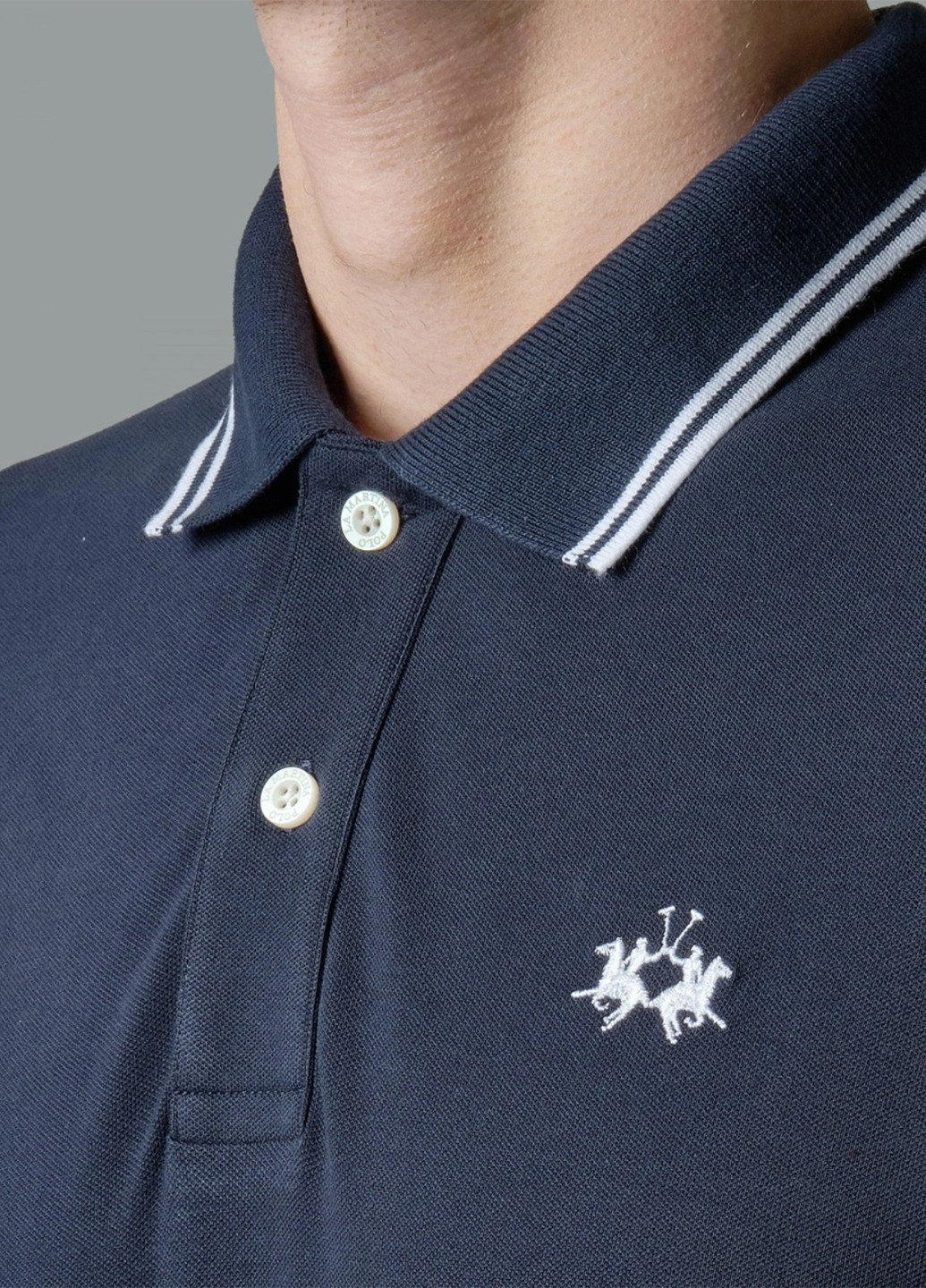 Темно-синяя футболка-поло для мужчин La Martina с логотипом