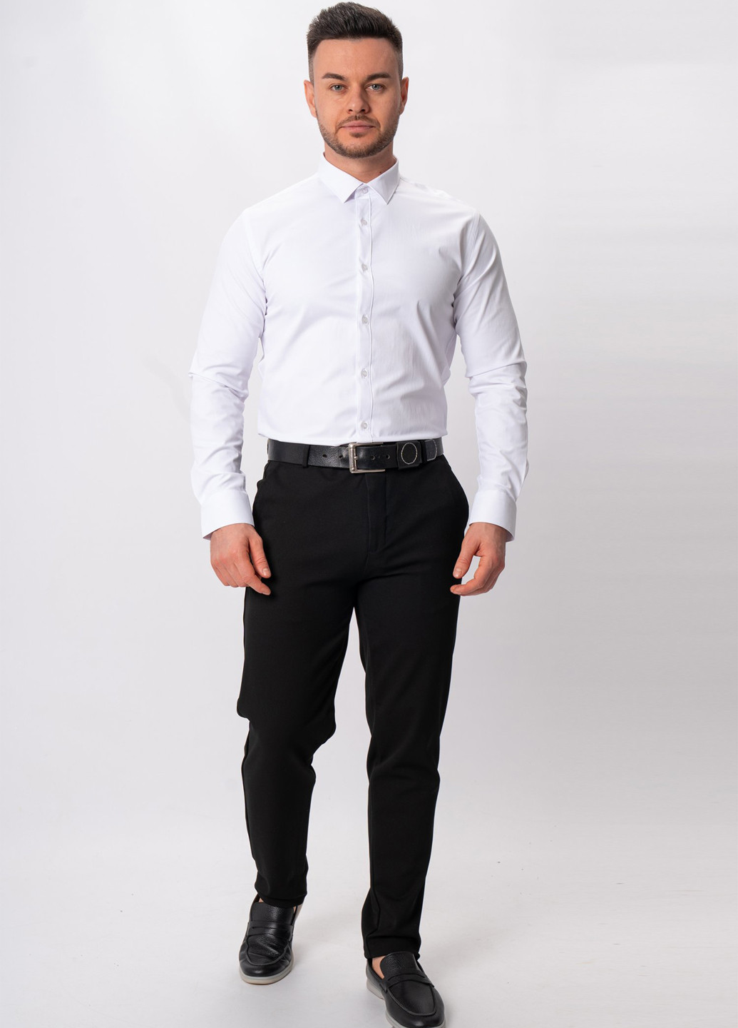 Белая праздничный, классическая, кэжуал рубашка однотонная Trend Collection