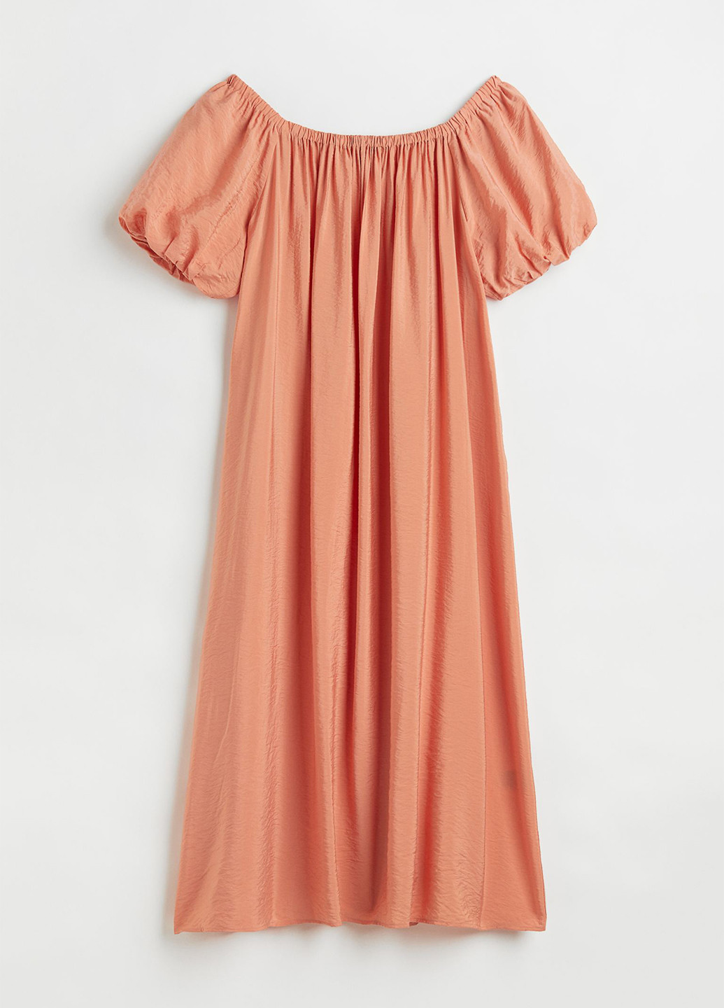 Персиковое кэжуал платье с открытыми плечами H&M однотонное