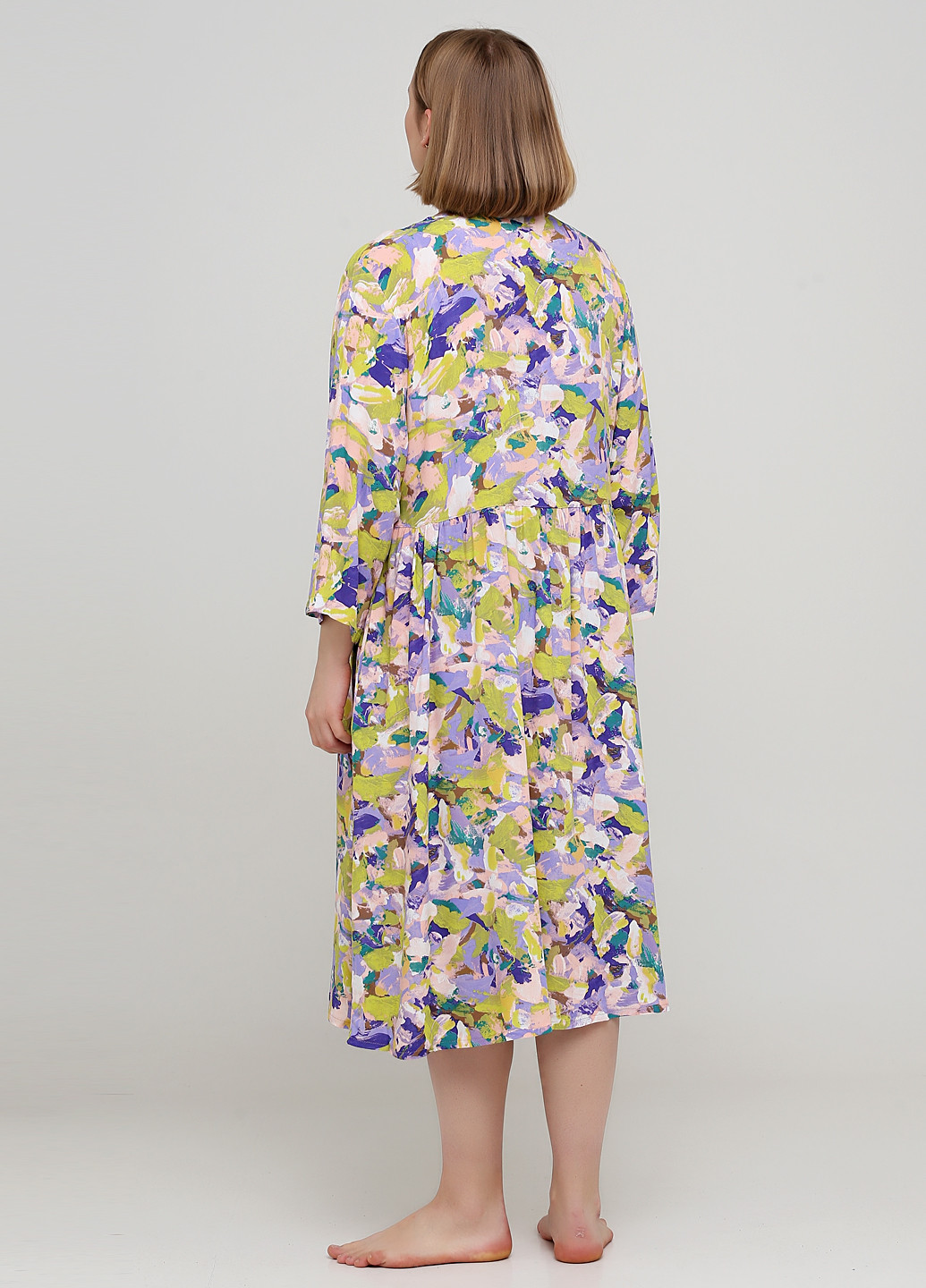 Сиреневое домашнее платье оверсайз Juliet deluxe с абстрактным узором