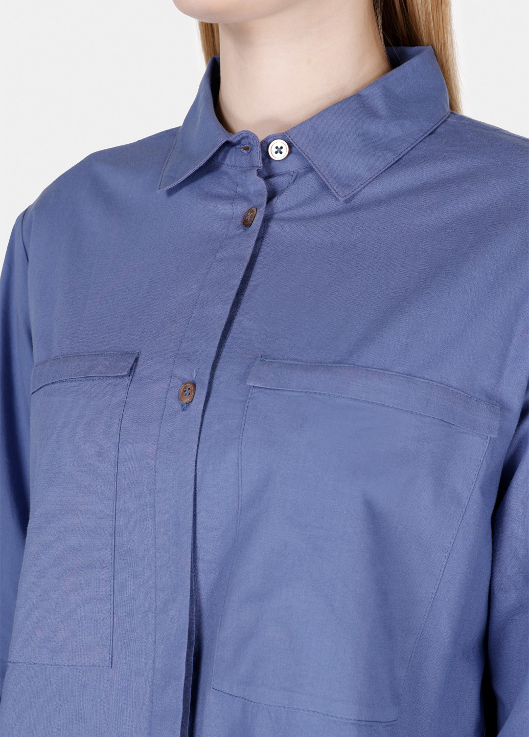 Индиго кэжуал рубашка однотонная Colin's