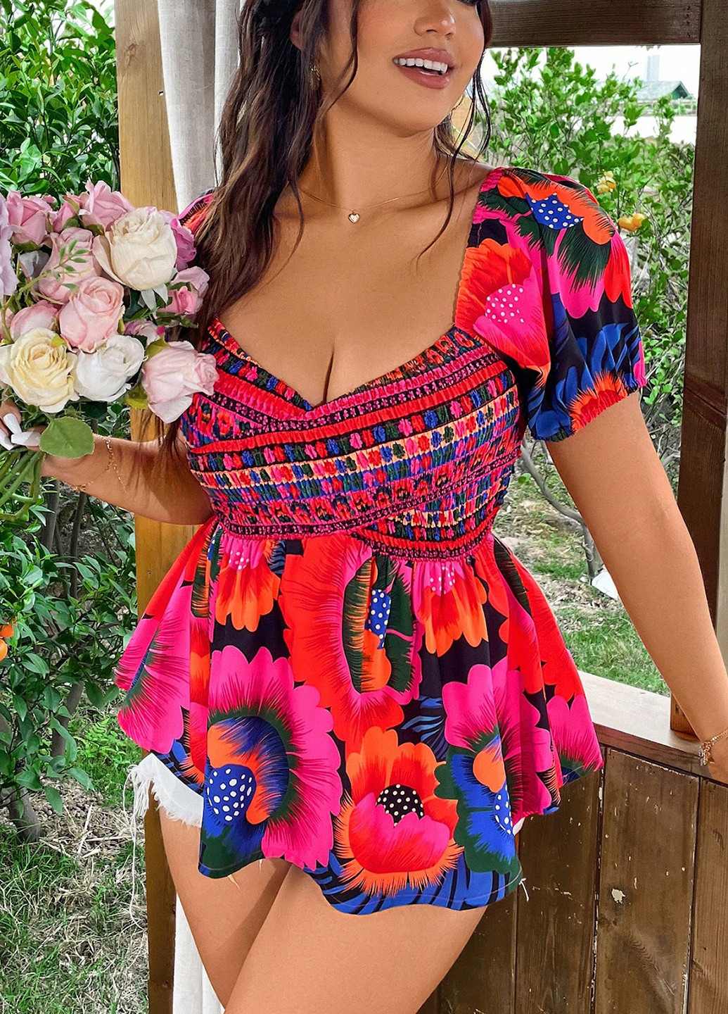 Комбинированная блуза SHEIN