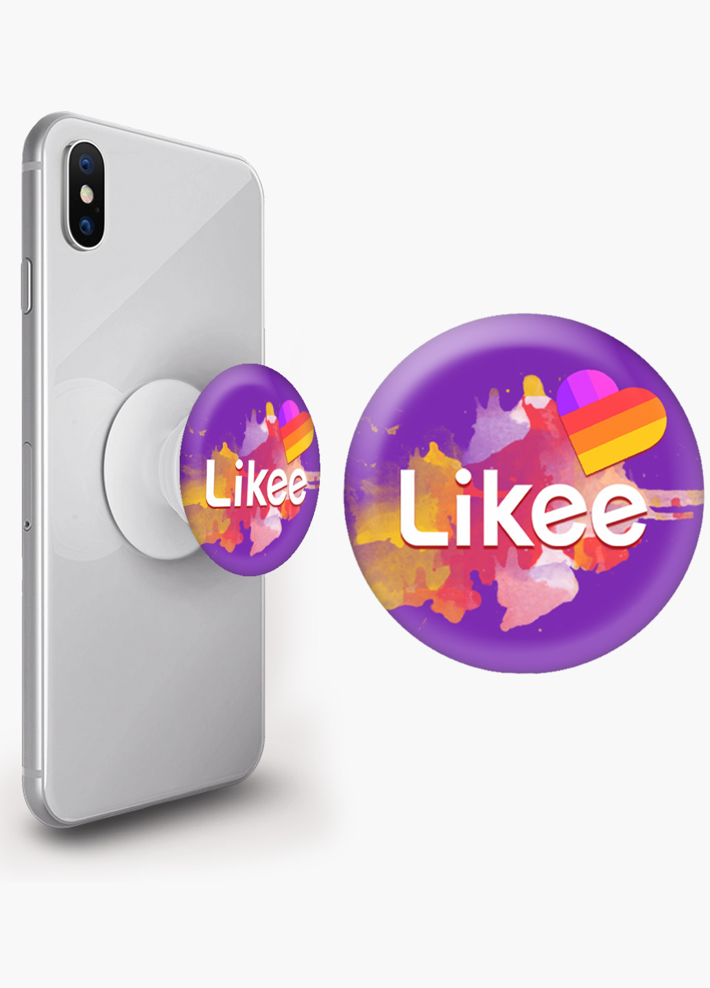 Попсокет (Popsockets) тримач для смартфону Лайк (Likee) (8754-1044) Чорний MobiPrint (216748489)