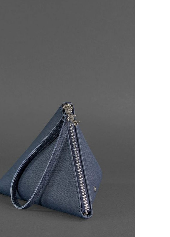 Кожаная женская сумка-косметичка Пирамида синяя BlankNote однотонная синяя кэжуал