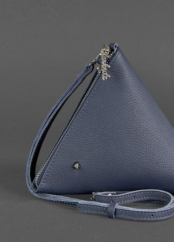Кожаная женская сумка-косметичка Пирамида синяя BlankNote однотонная синяя кэжуал