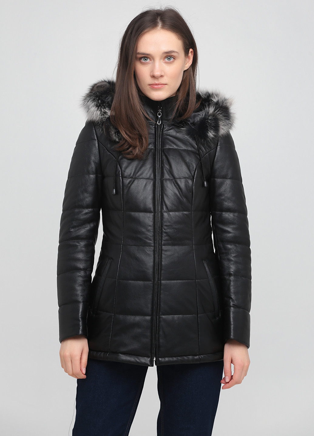 Черная зимняя куртка Leather Factory