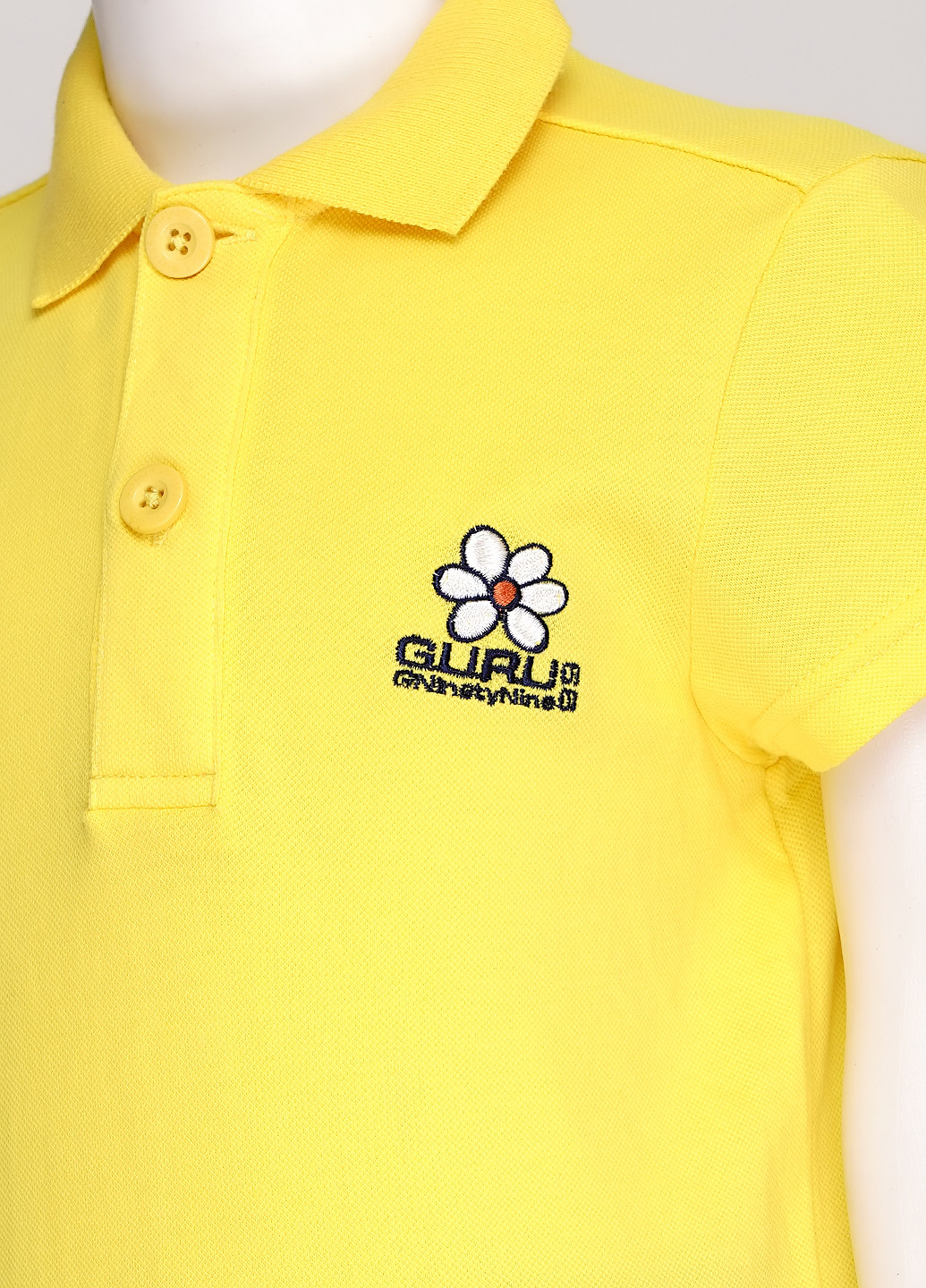Желтая детская футболка-поло для девочки Guru с надписью