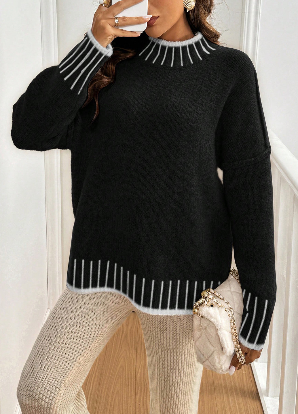 Черный демисезонный джемпер джемпер SHEIN