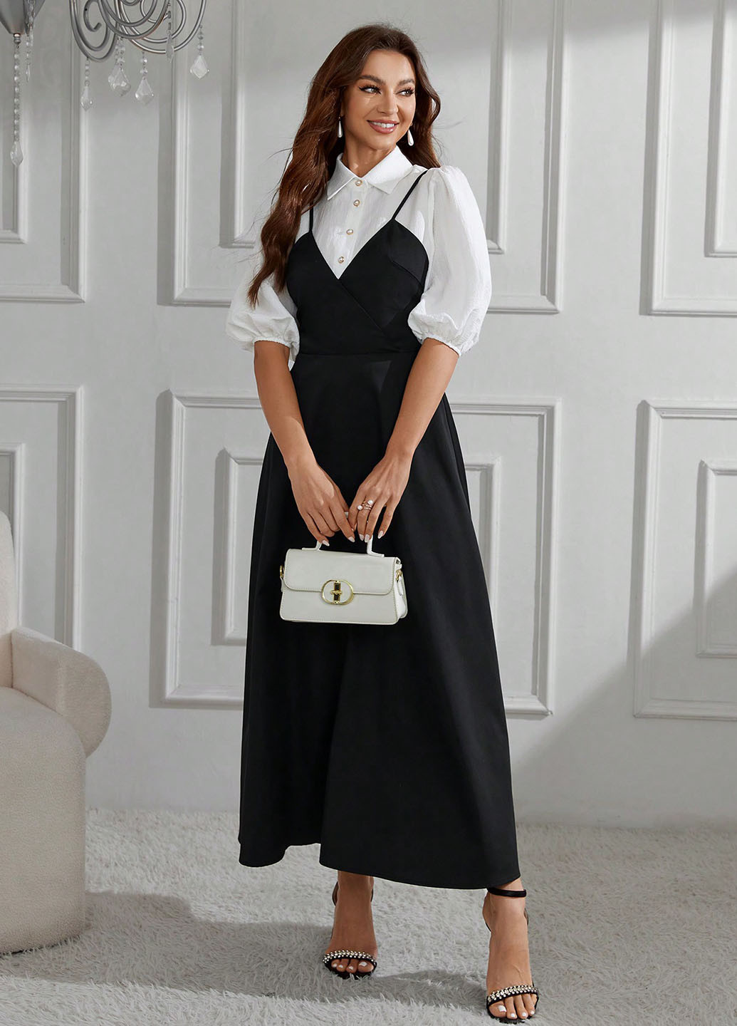 Комбінований літній комплект (блуза, сарафан) SHEIN