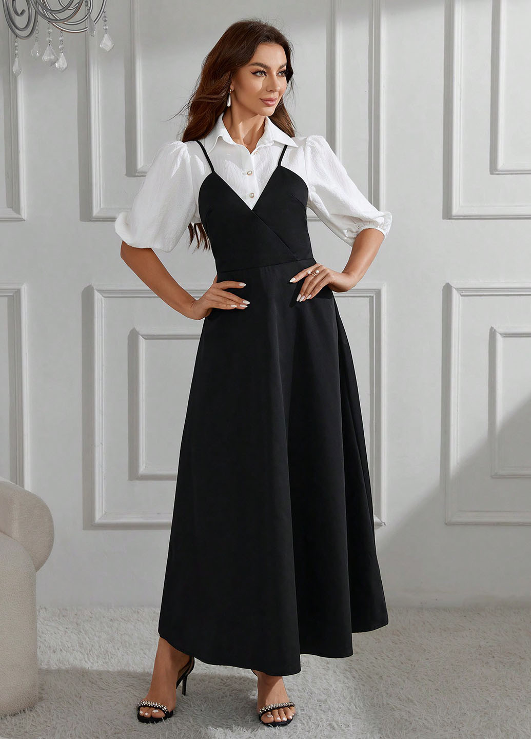 Комбінований літній комплект (блуза, сарафан) SHEIN