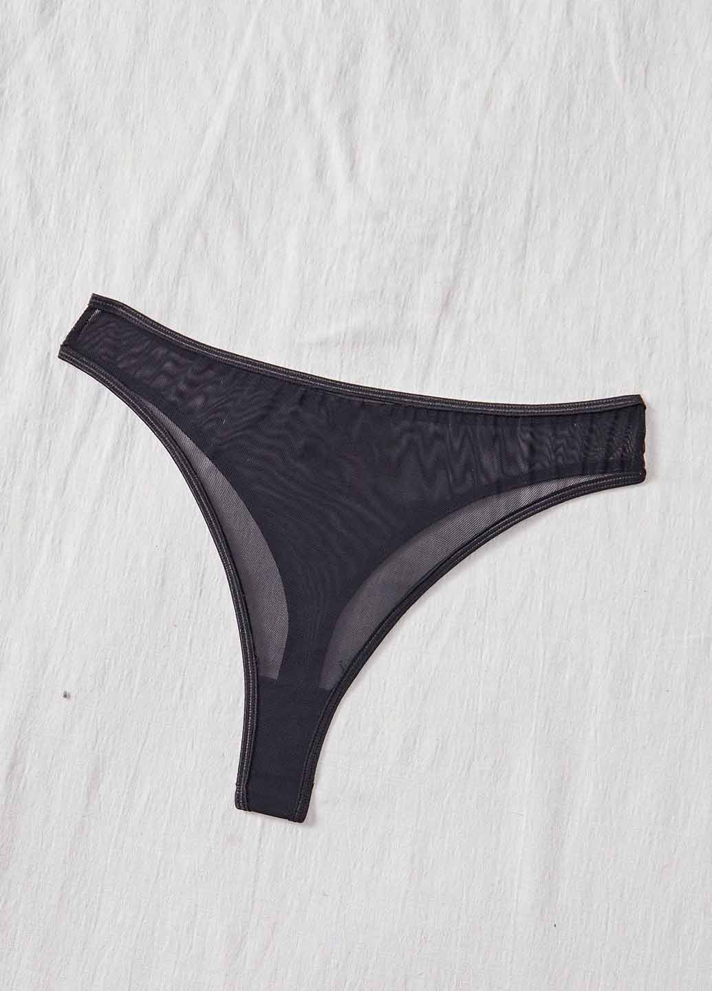 Чорний демісезонний комплект (пеньюар, трусики) SHEIN