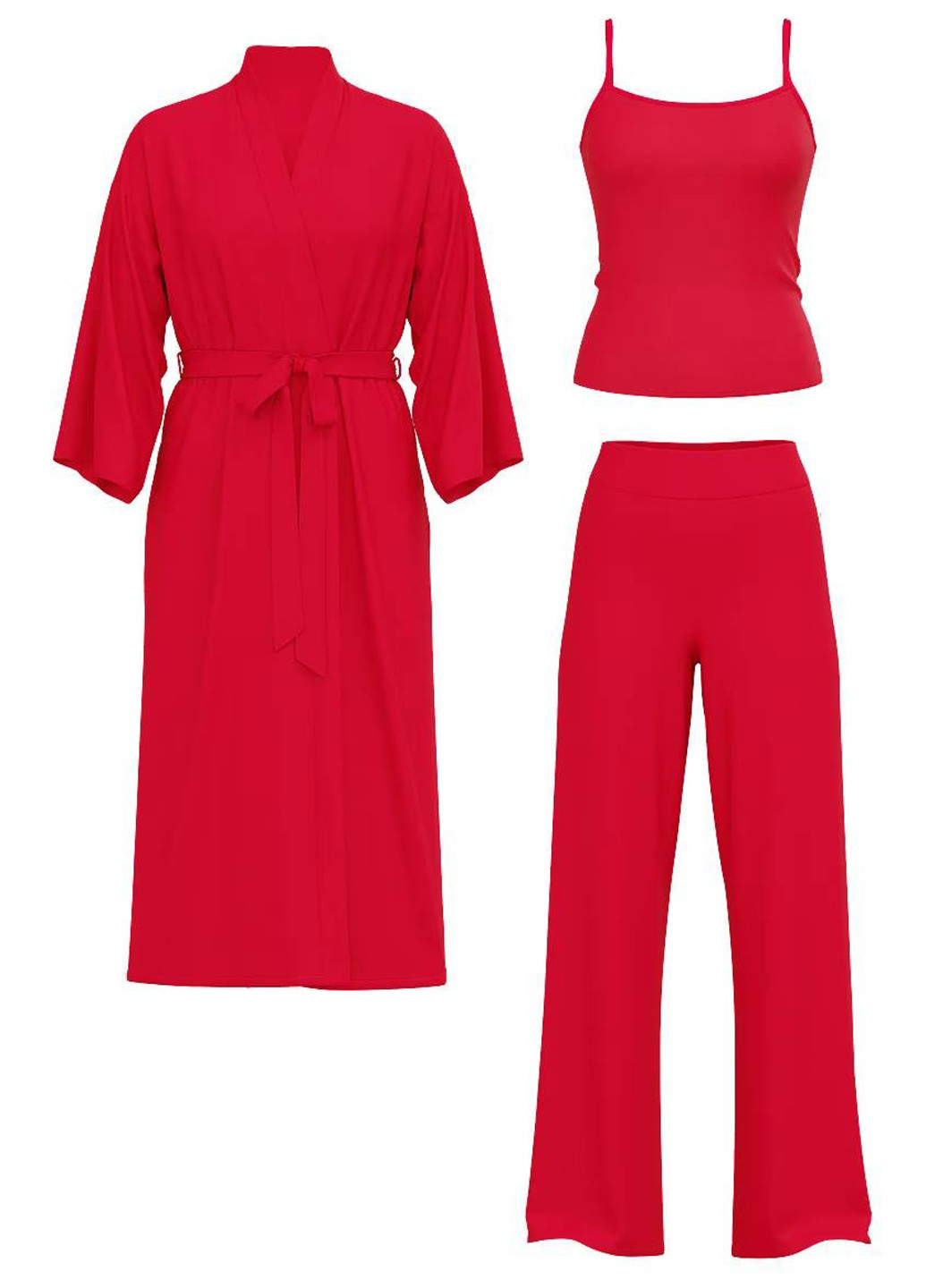 Червоний демісезонний комплект (халат, майка, штани) Victoria's Secret
