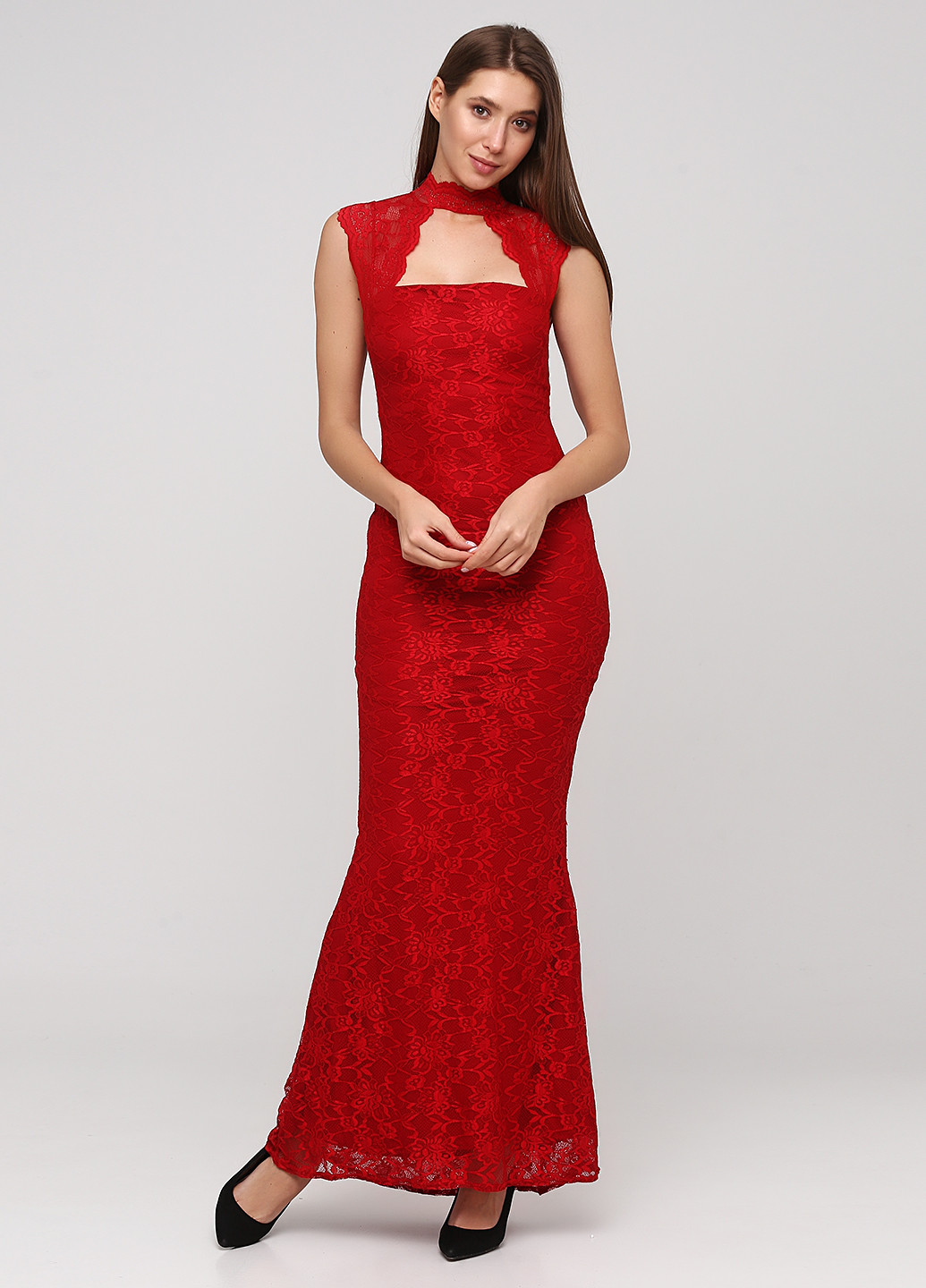 Червона вечірня плаття, сукня годе Goddiva однотонна