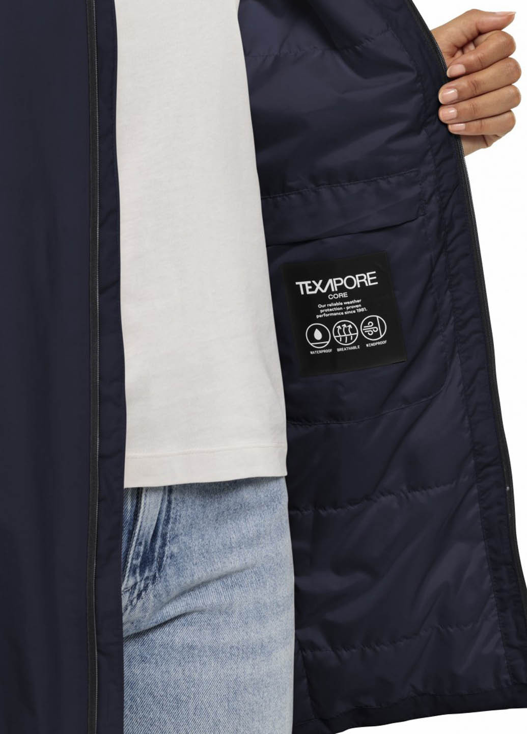 Темно-синяя демисезонная куртка Jack Wolfskin TEXTOR COAT W