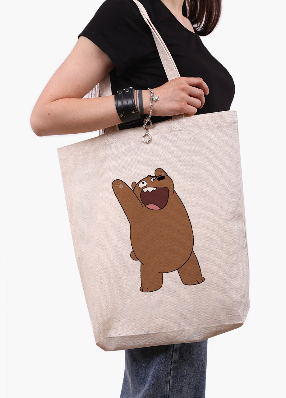 Эко сумка шоппер белая Вся правда о медведях (We Bare Bears) (9227-1777-WTD) экосумка шопер 41*39*8 см MobiPrint (216642152)