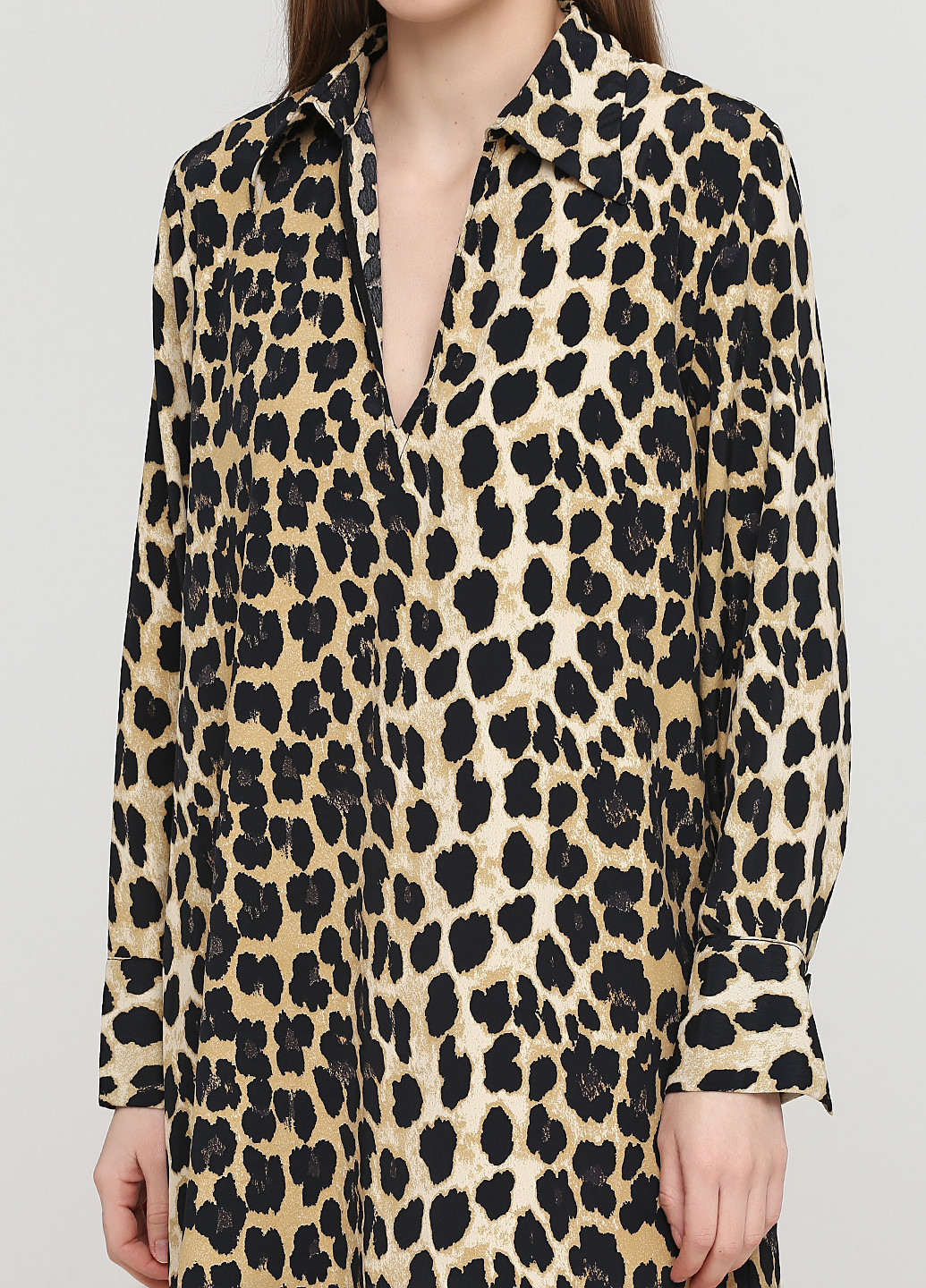 Коричневое кэжуал платье рубашка Zara леопардовый
