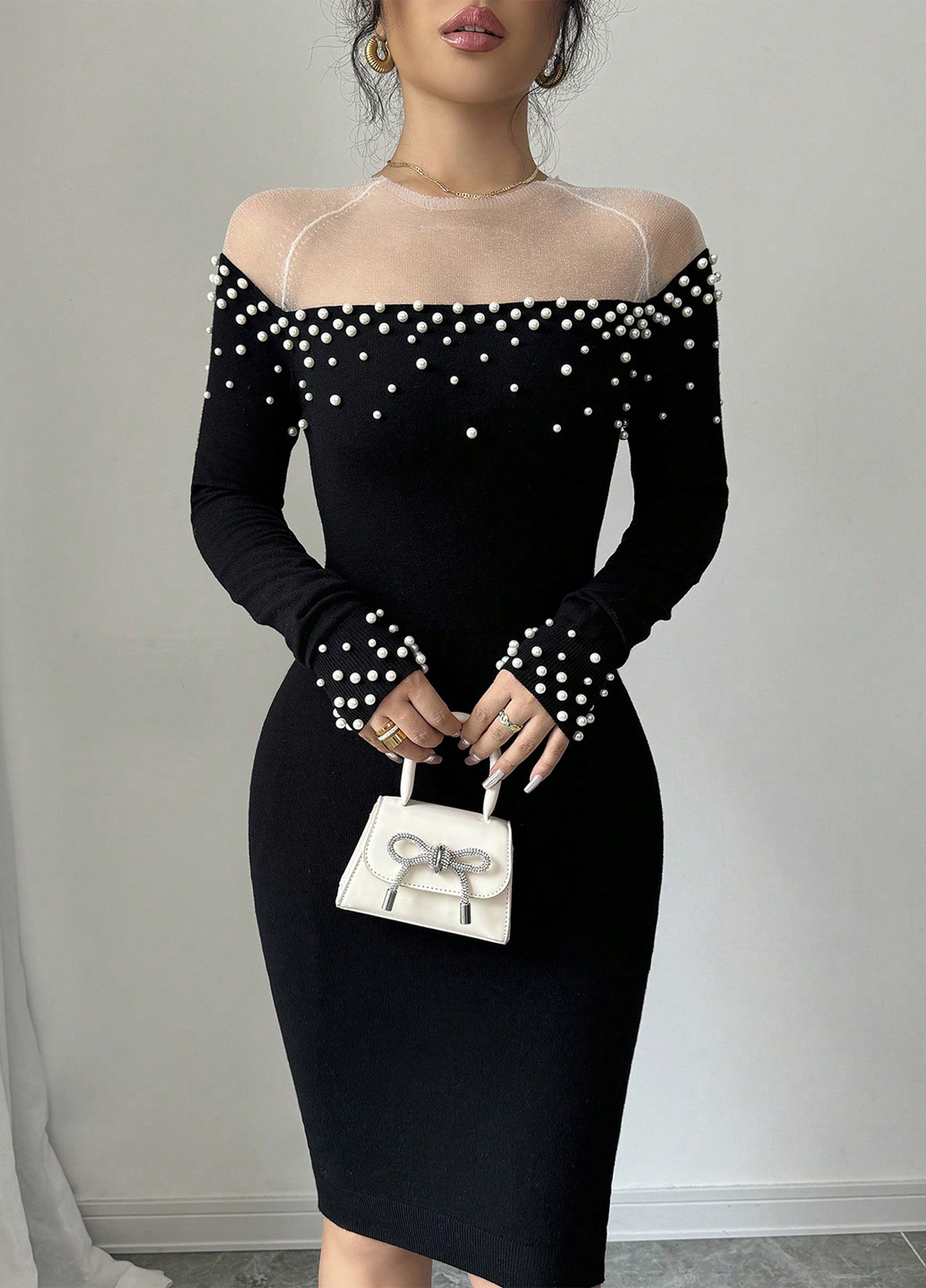 Черное праздничный, вечернее платье силуэтная SHEIN однотонное