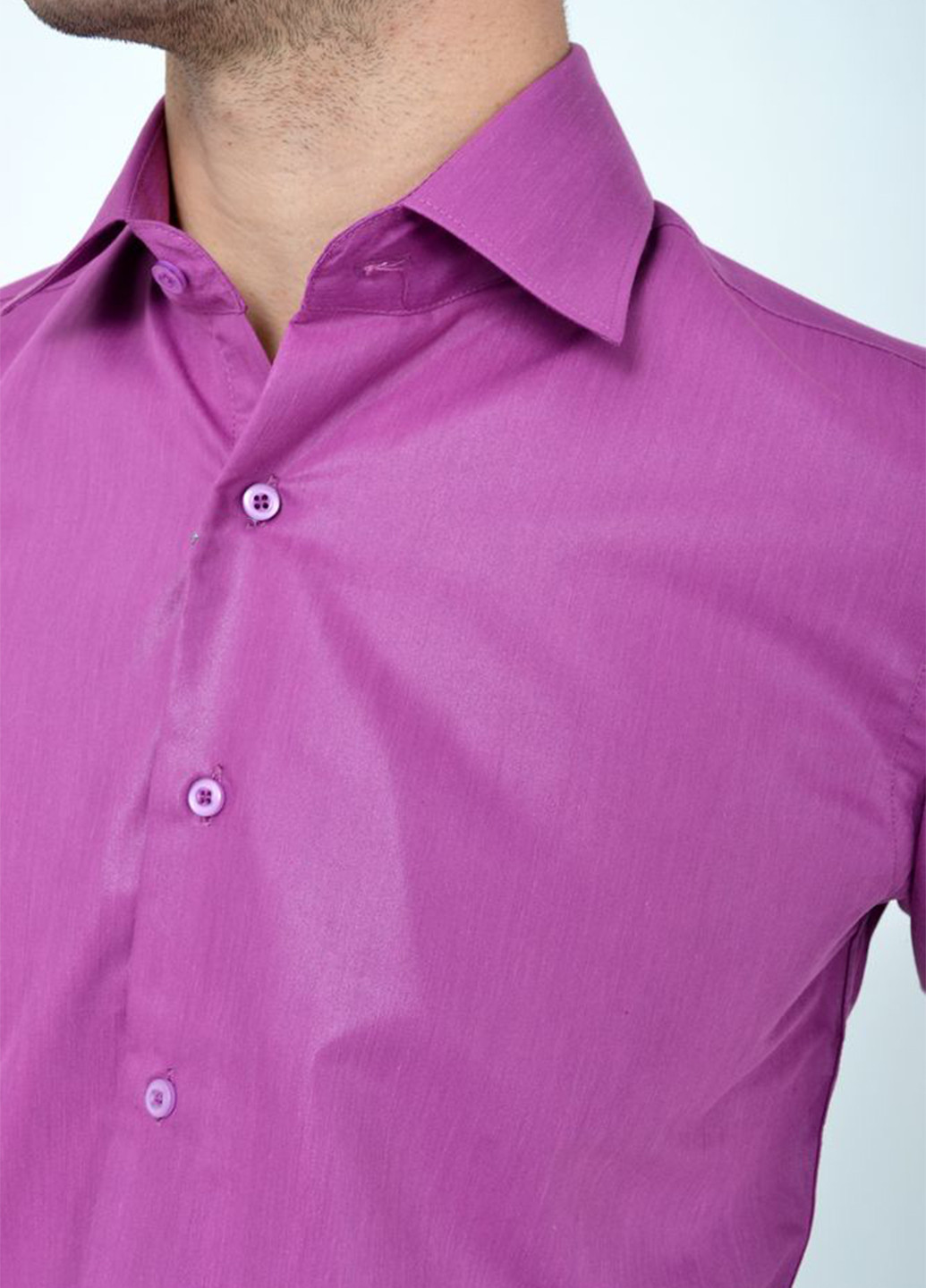 Фуксиновая (цвета Фуксия) кэжуал рубашка однотонная Ager с длинным рукавом