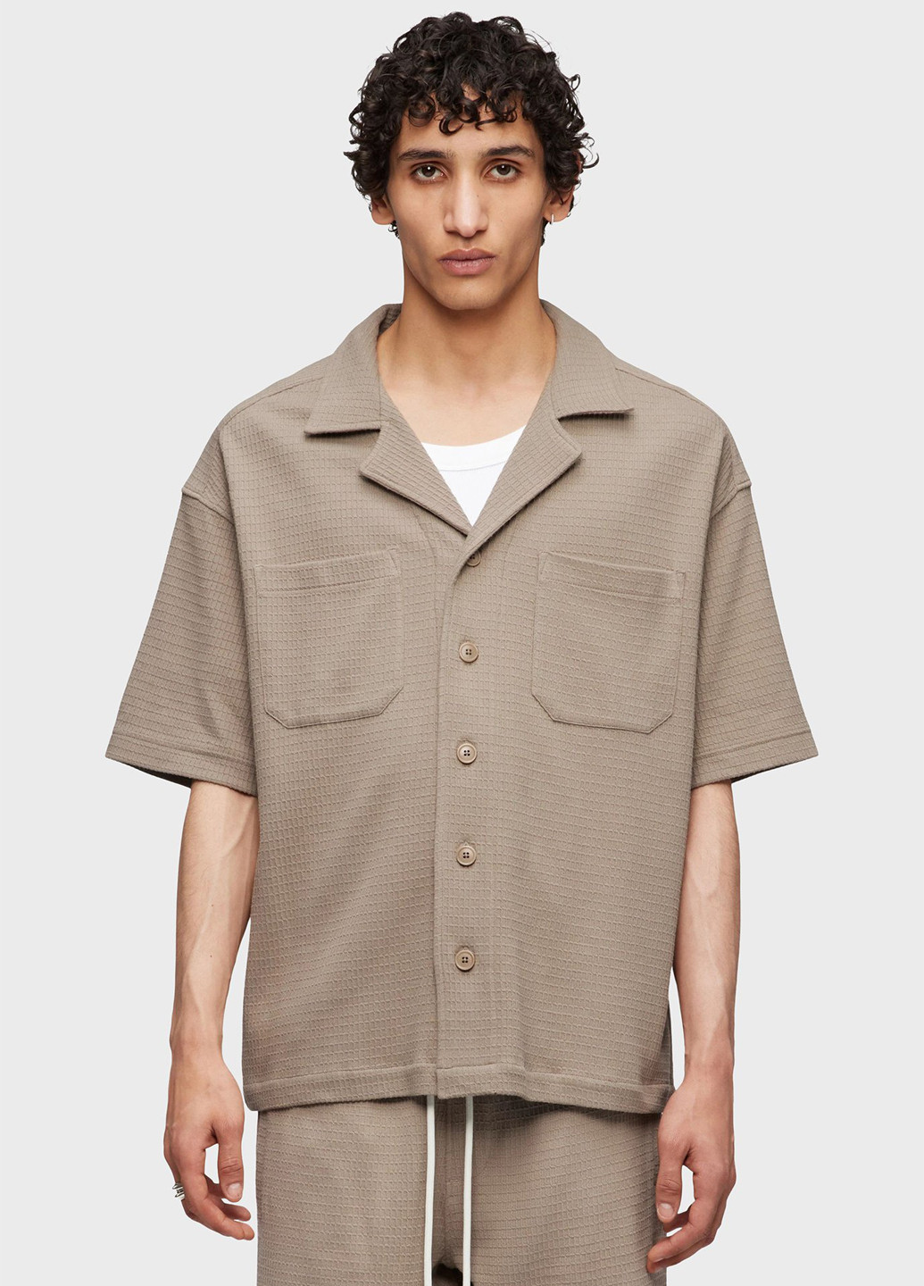 Светло-коричневая кэжуал рубашка однотонная Drykorn