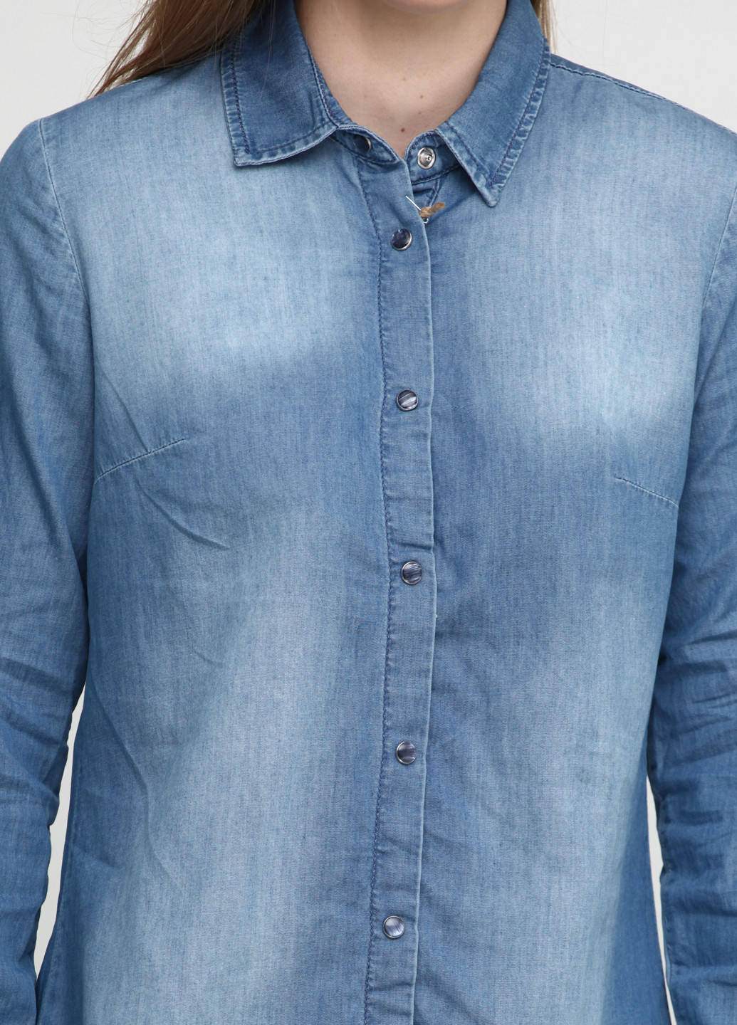 Голубой джинсовая рубашка однотонная Madoc