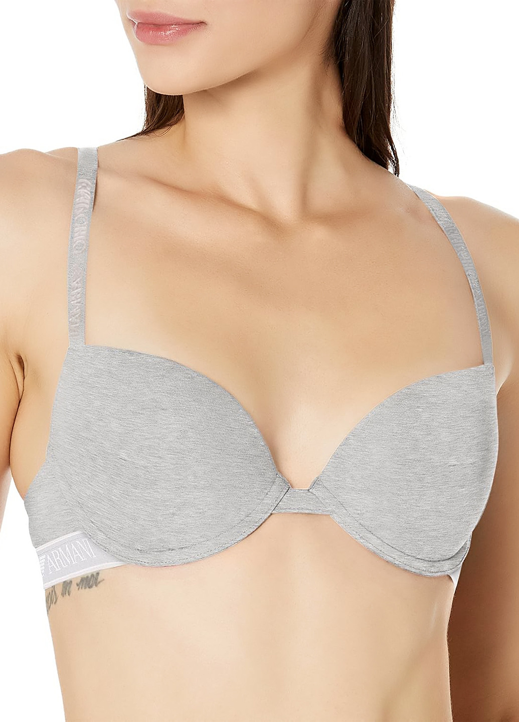 Серый бюстгальтер Emporio Armani с косточками хлопок