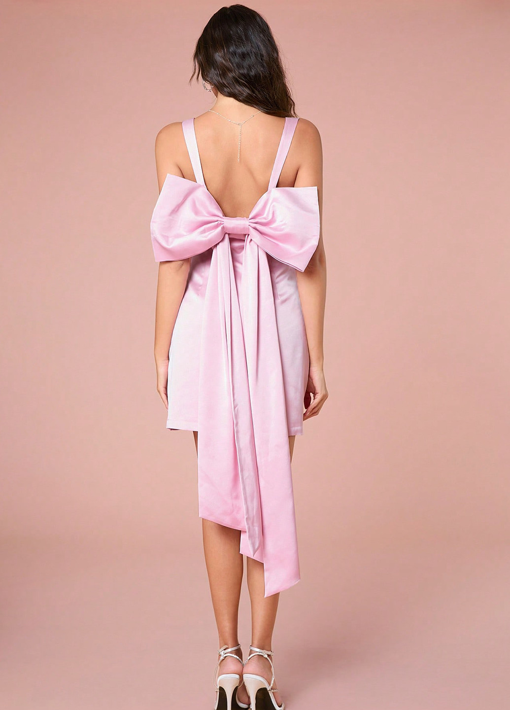 Світло-рожева святковий, коктейльна сукня з відкритою спиною SHEIN однотонна