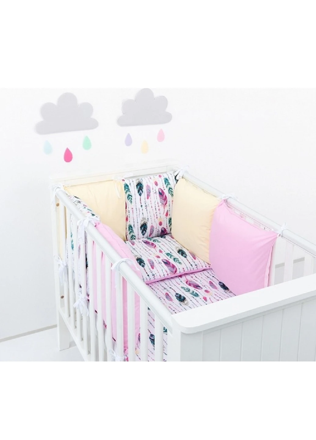 Комплект в дитяче ліжечко ліжко люльку набір бортики захист на три сторони постільна білизна ручної роботи (28591-Нов) Unbranded (253202336)