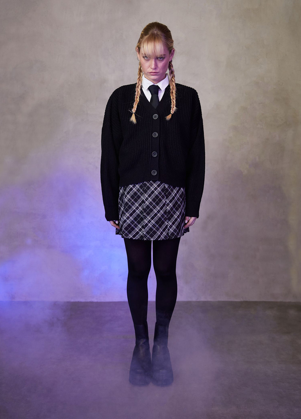 Черно-белая кэжуал в клетку юбка Jennyfer клешированная