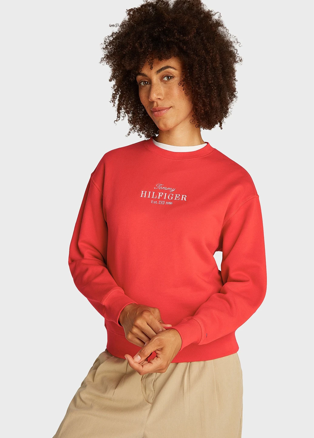 Красный свитшот Tommy Hilfiger однотонный вышивка (344509069)