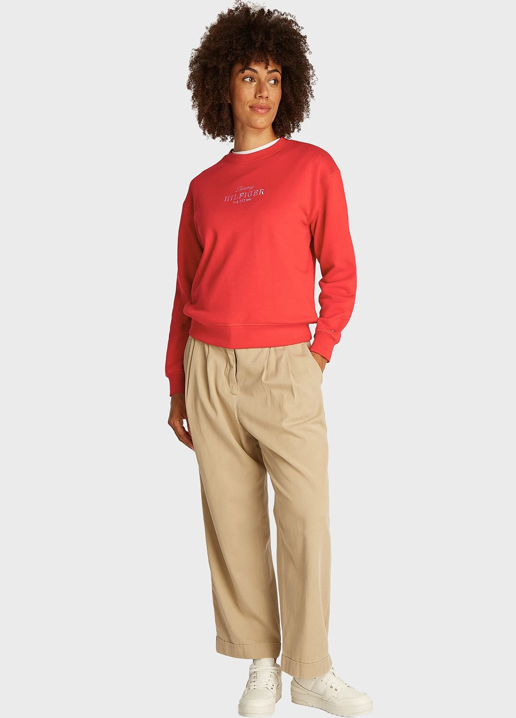 Красный свитшот Tommy Hilfiger однотонный вышивка (344509069)