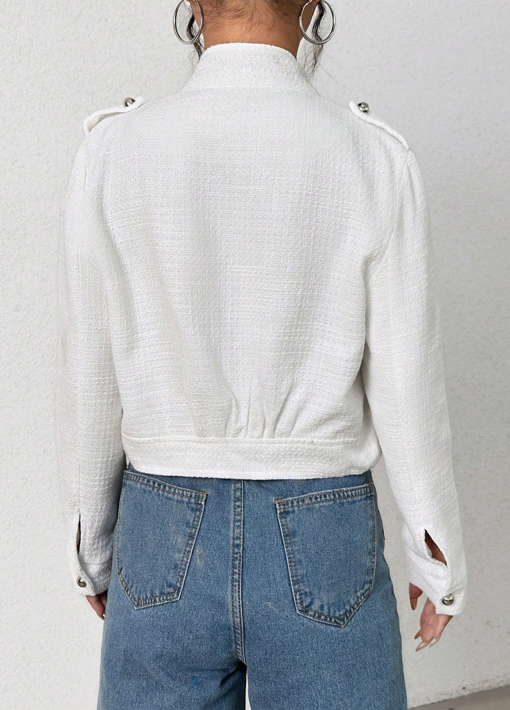 Белый женский жакет SHEIN однотонный - демисезонный