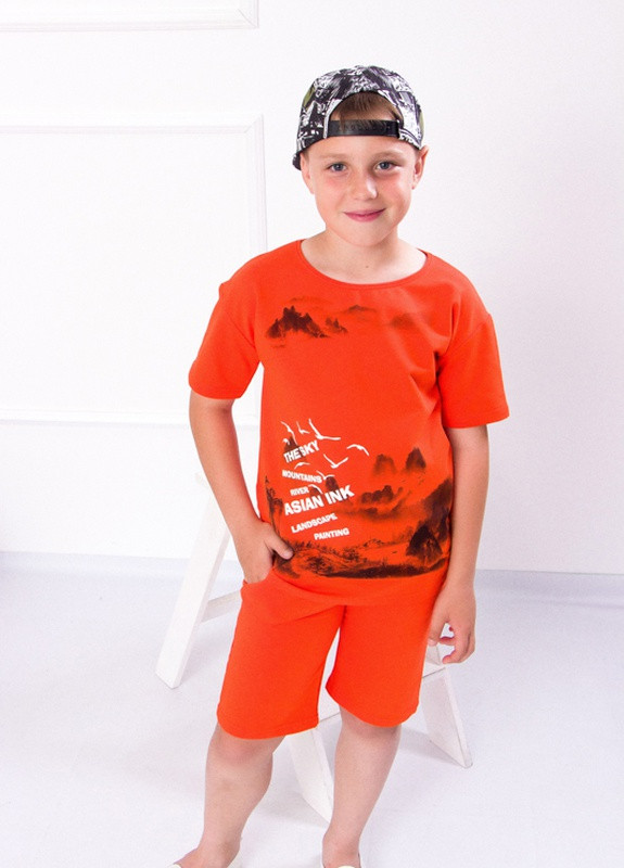 Оранжевый комплект для мальчика (футболка+бриджи) Носи своє 6338